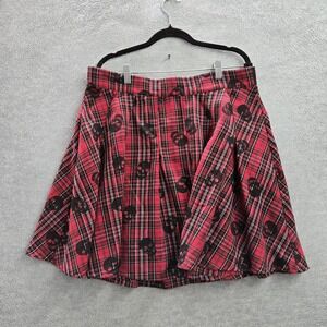 Torrid Women Skirt 1 Red Plaid Skull Pleated Indie Sleaze Grunge Goth Y2K